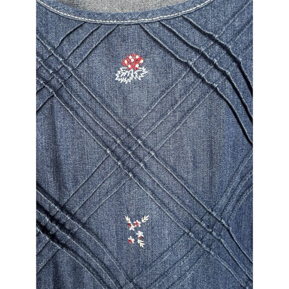 VTG Koret City Blues Maxi Long Dress L Blue Denim Maxi Embroidered Americana - Picture 6 of 10